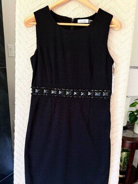 NWT Calvin Klein Black Embellished Waist Sheath Dress Size 10